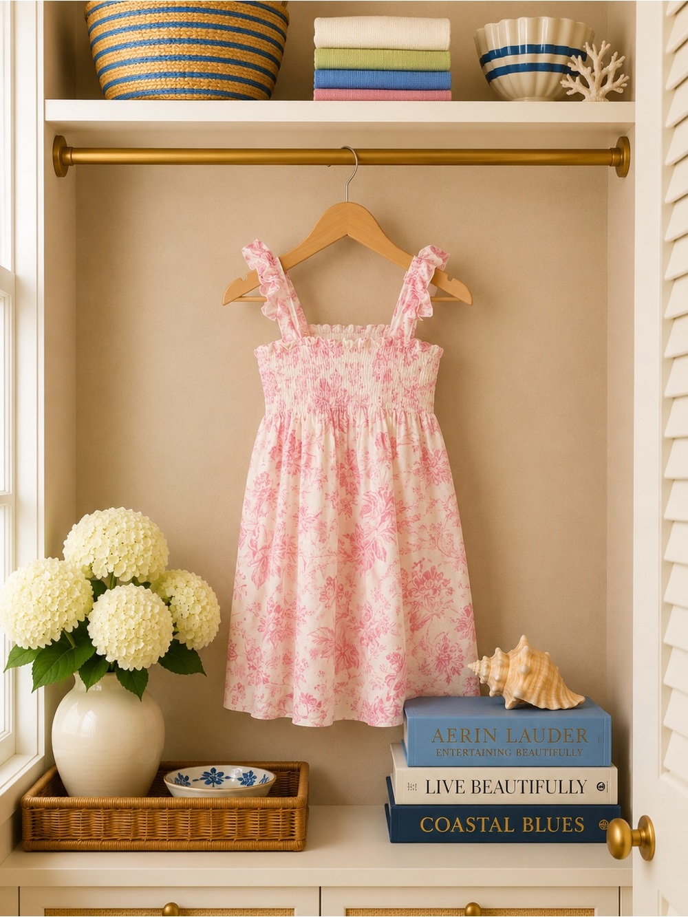 GAP Pink and White Floral Smocked Sundress for Girls